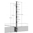 Poteau terminaison avec 4 supports de lisses (supports borgnes) (fixation à l'anglaise)